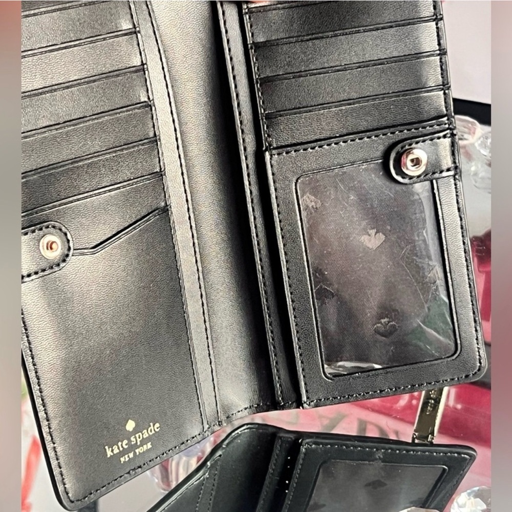 kate spade two-tone black and blush Saffiano leather wallet - Picture 5 of 7